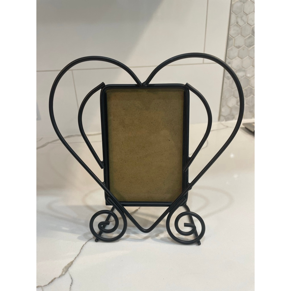 Vintage Iron Heart Shaped Picture Frame Black Table Top 90s Y2K